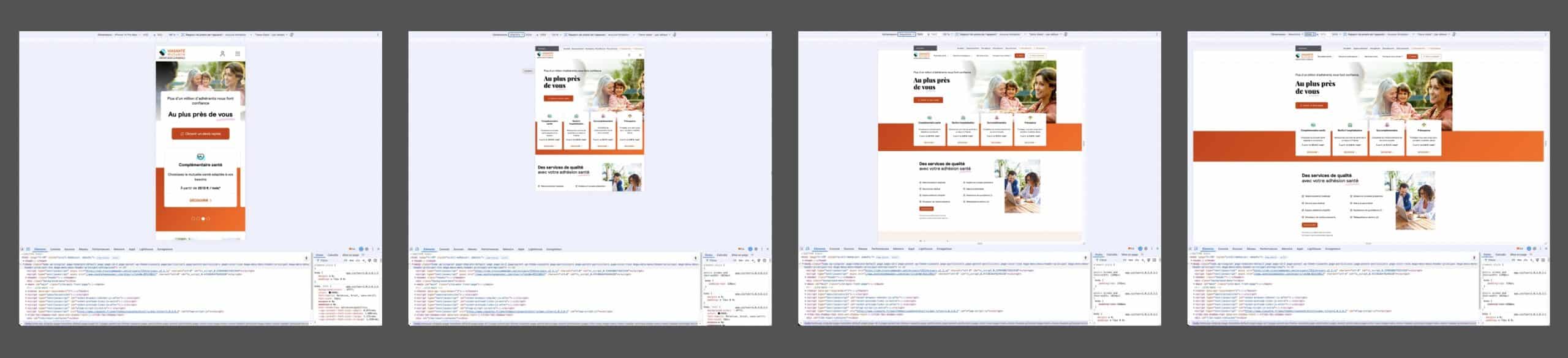 Différents breakpoints sur un site web responsive développé par Eficiens