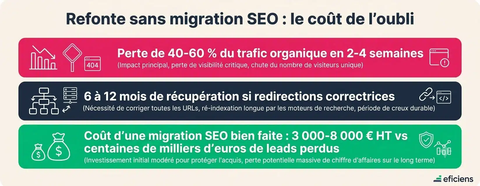 Refonte sans migration SEO : le coût de l'oubli 