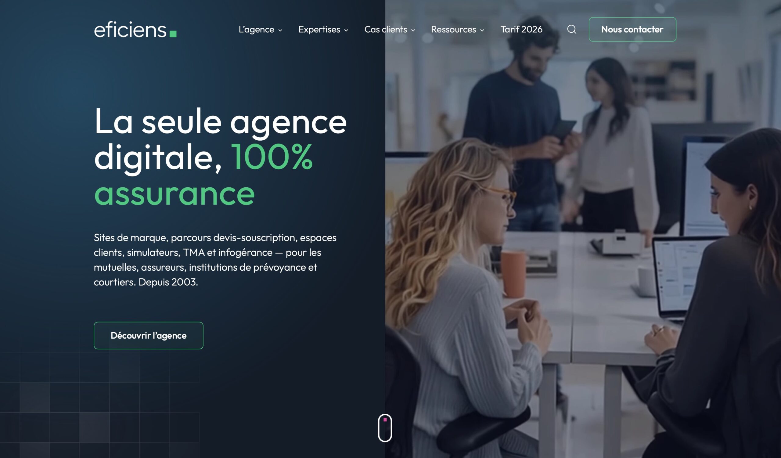 Copie écran home page Eficiens | Agence spécialisée assurance