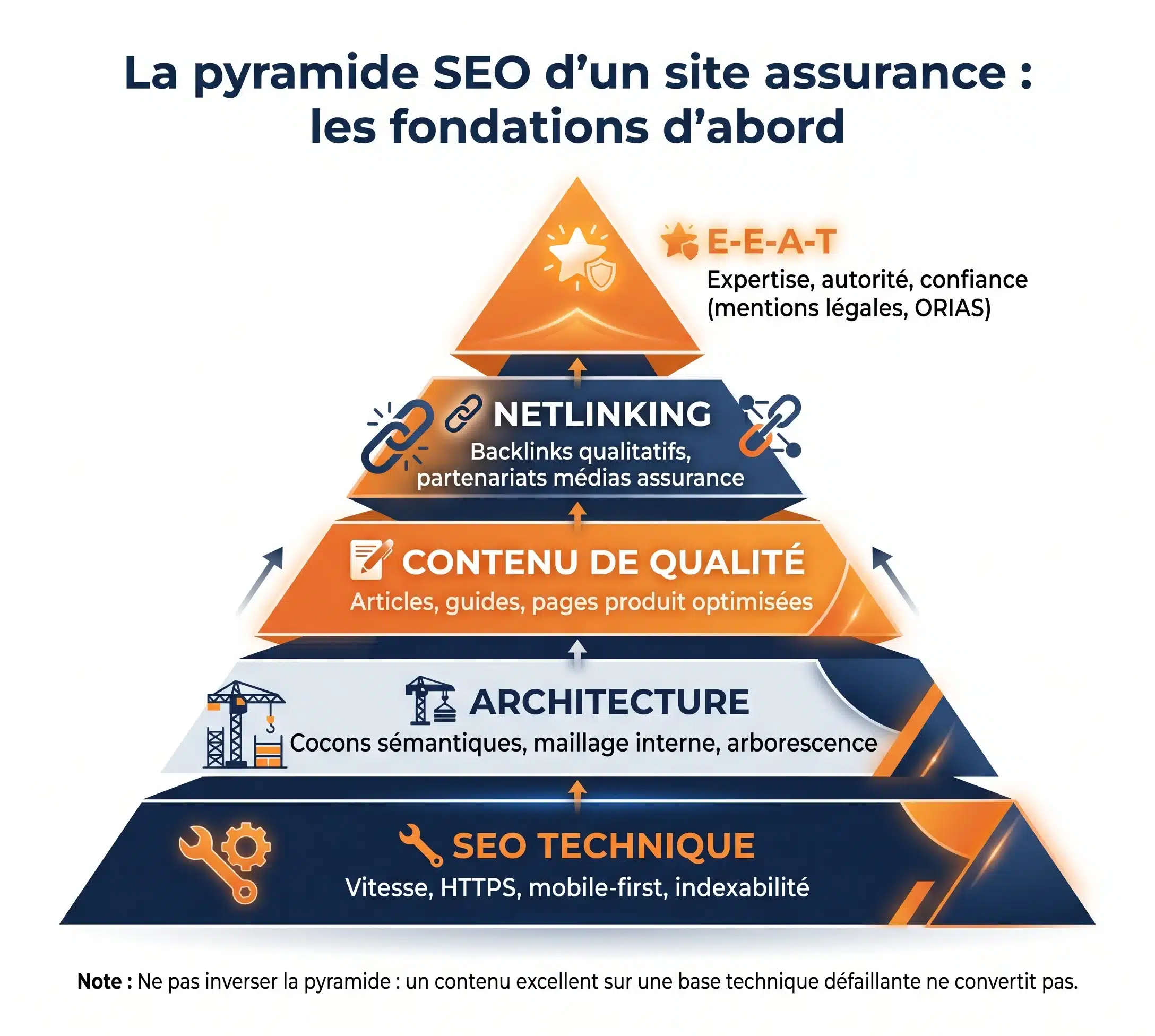 La pyramide SEO d'un site assurance : les fondations d'abord