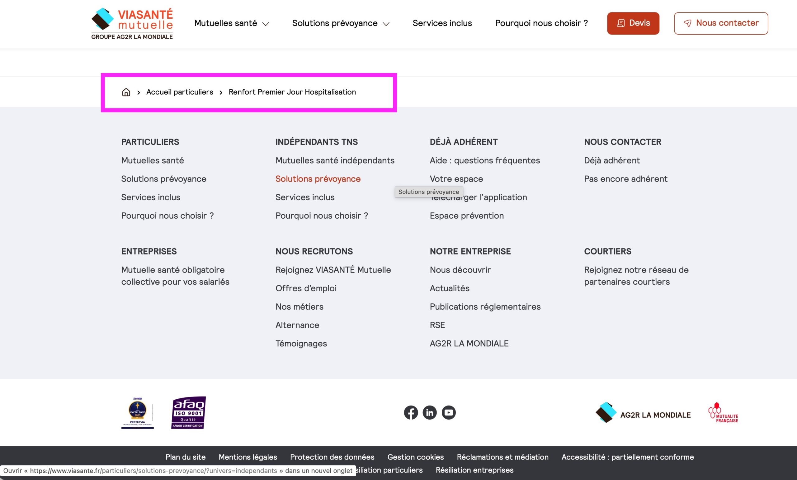 fil d ariane site web assurance | Par Eficiens