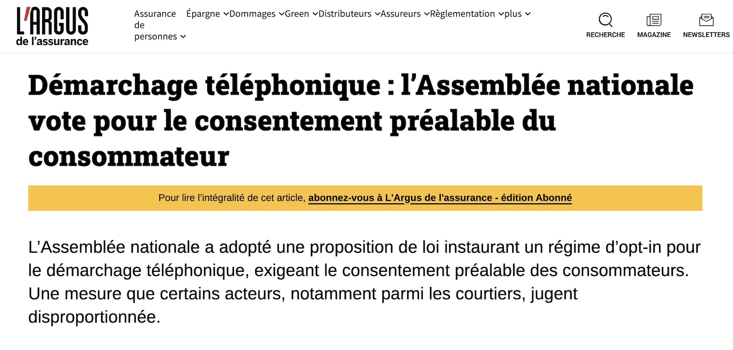 Interdiction demarchage courtier