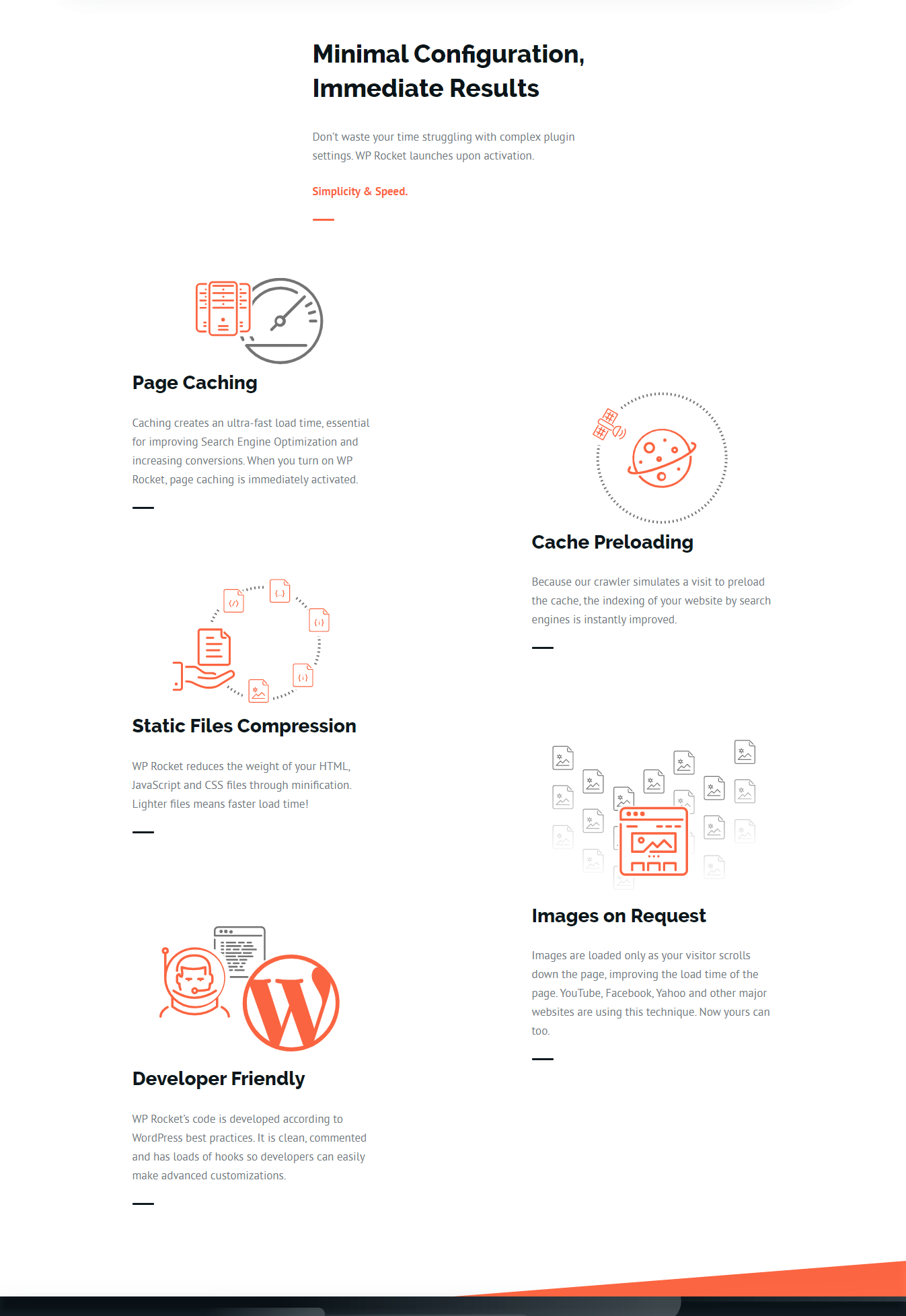 Les fonctionnalités de WP Rocket