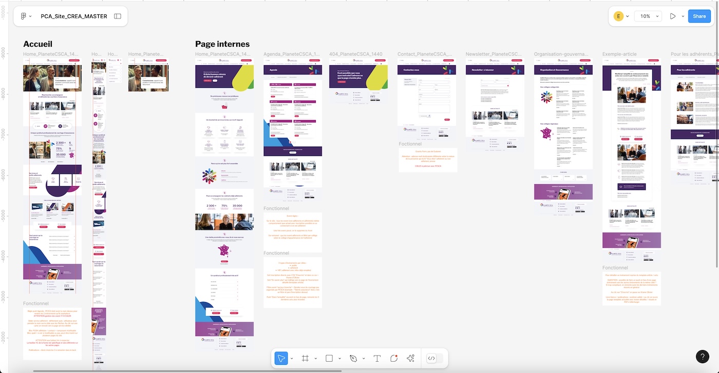comment structurer une planche figma site assurance exemple