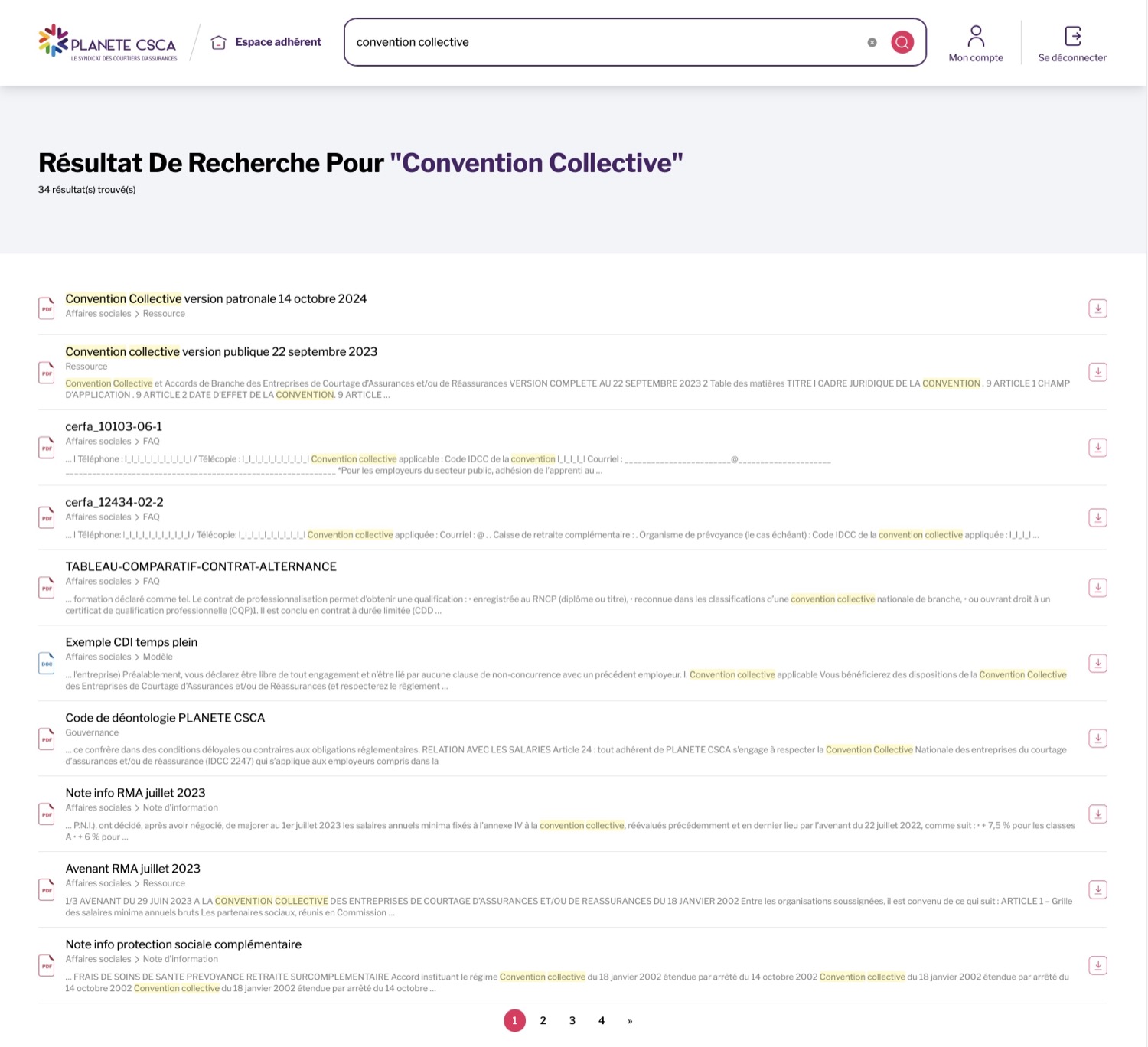 Moteur de recherche interne site assurance