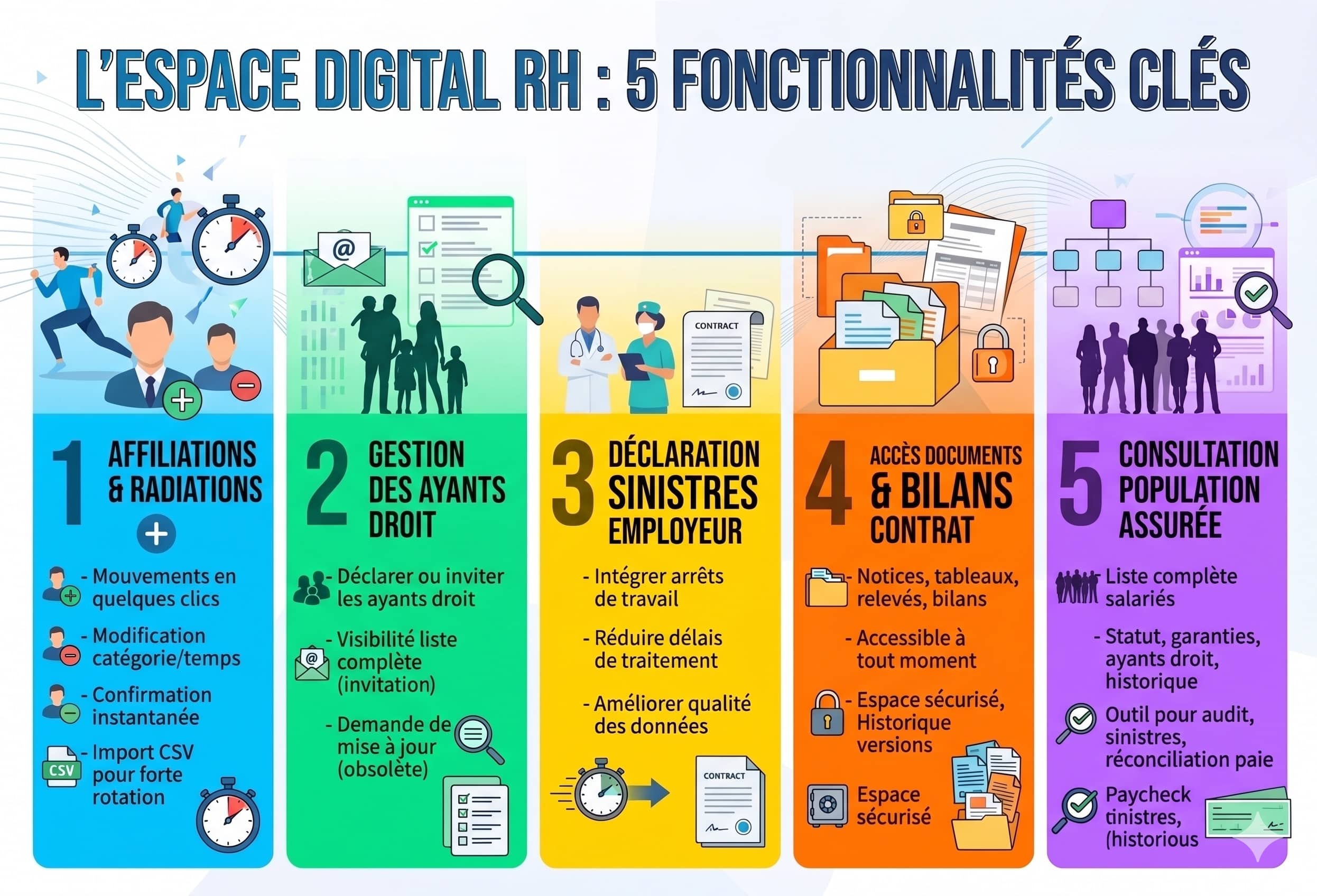 Espace digital RH prévoyance fonctionnalites cles