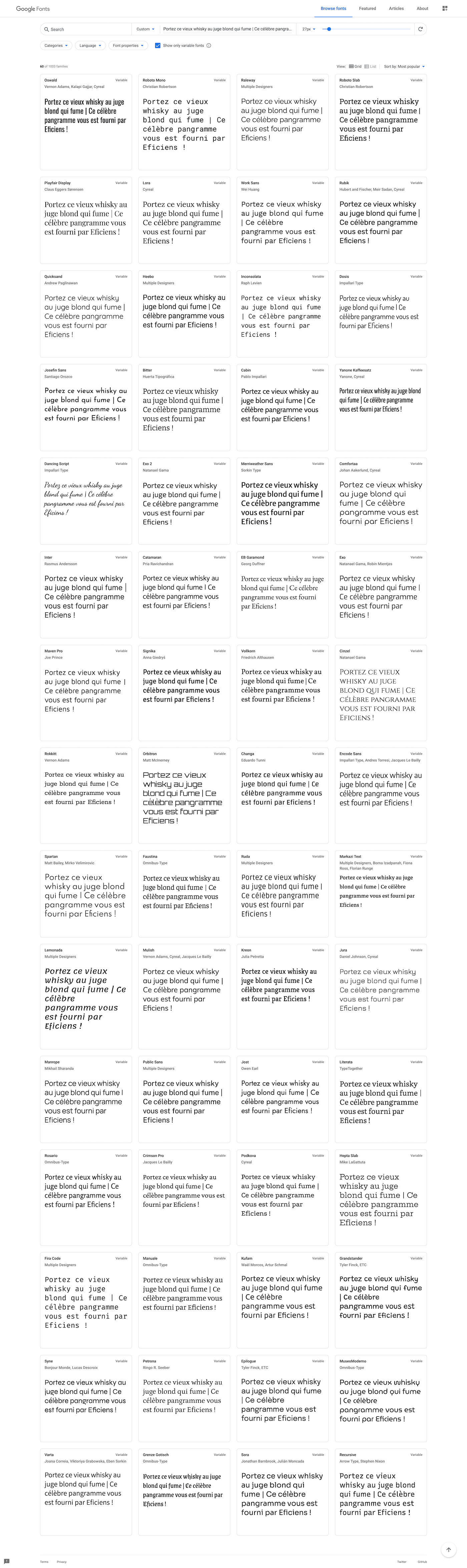 pangramme typos populaires