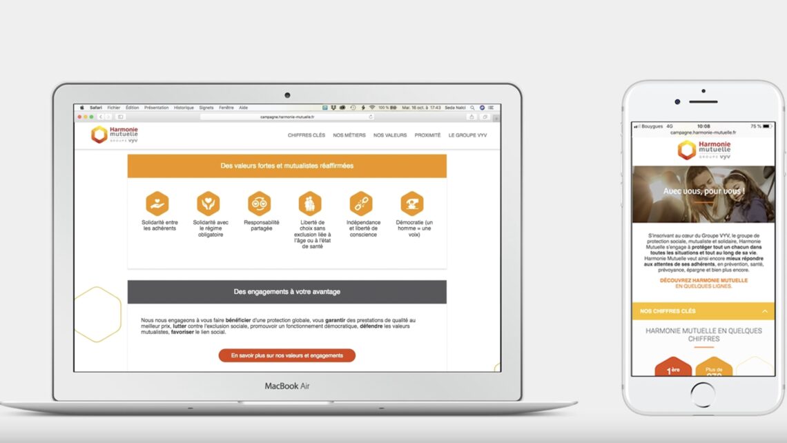 Site | La landing page Harmonie Mutuelle, c'est l'essence même du site !