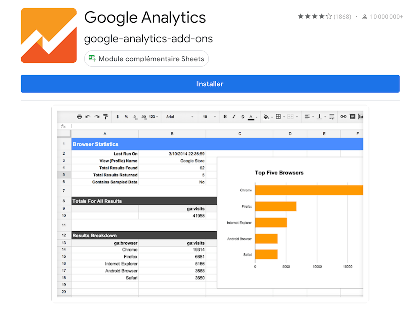 Google Analytics Spreadsheet Addon Installation