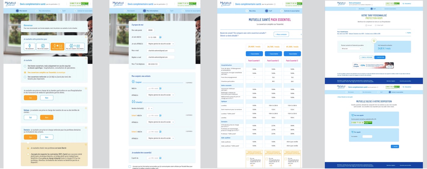 ux parcoours devis mutuelle bleue pc