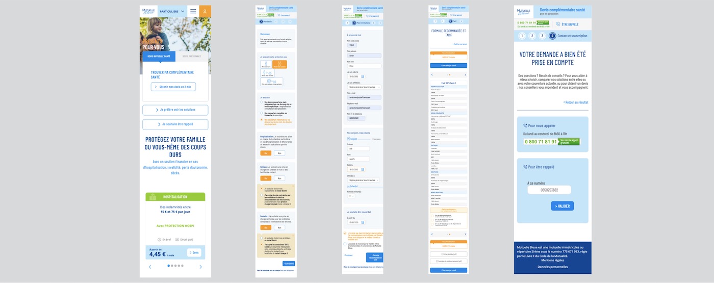 ux parcours devis mutuelle bleue mobile