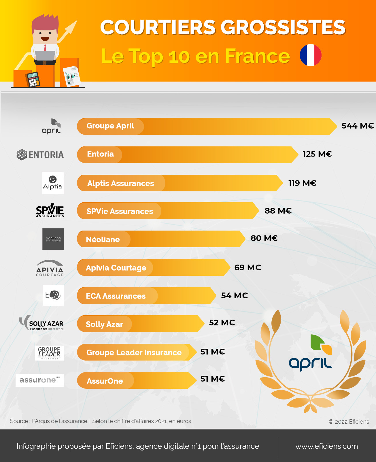 Infographie Courtier grossistes - top 10France