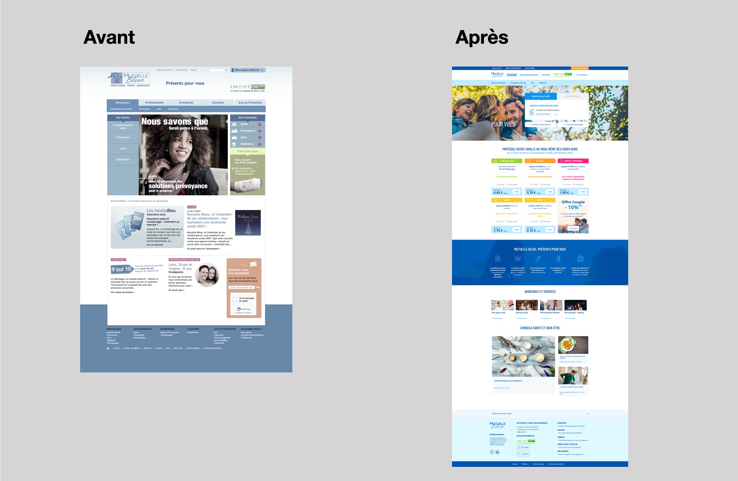 refonte site web mutuelle bleue avant apres