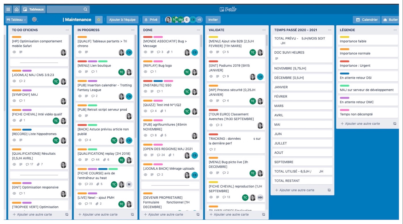 exemple de gestion de maintenance de site web joomla avec trello