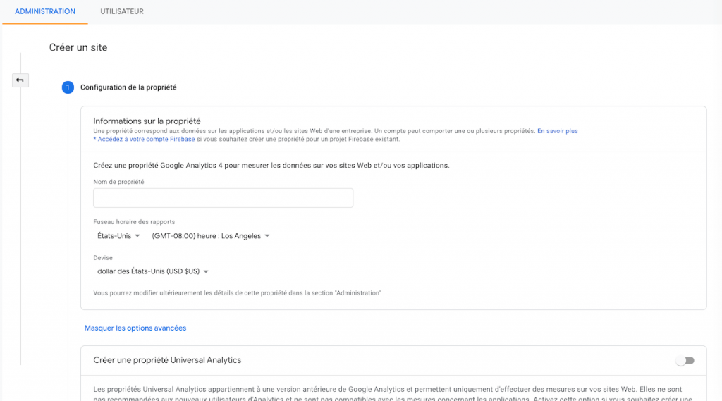 Google Analytics 4 Nouvelle Propriété