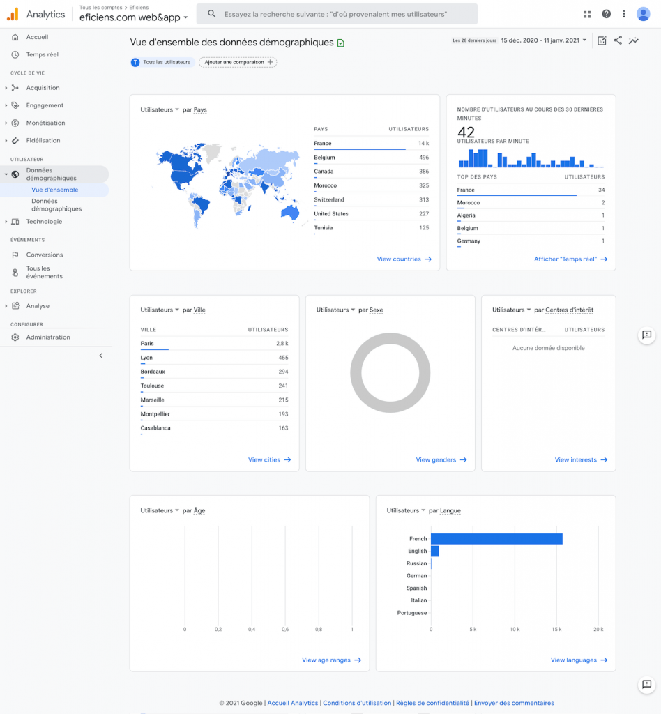 Google Analytics 4 Données Démographiques