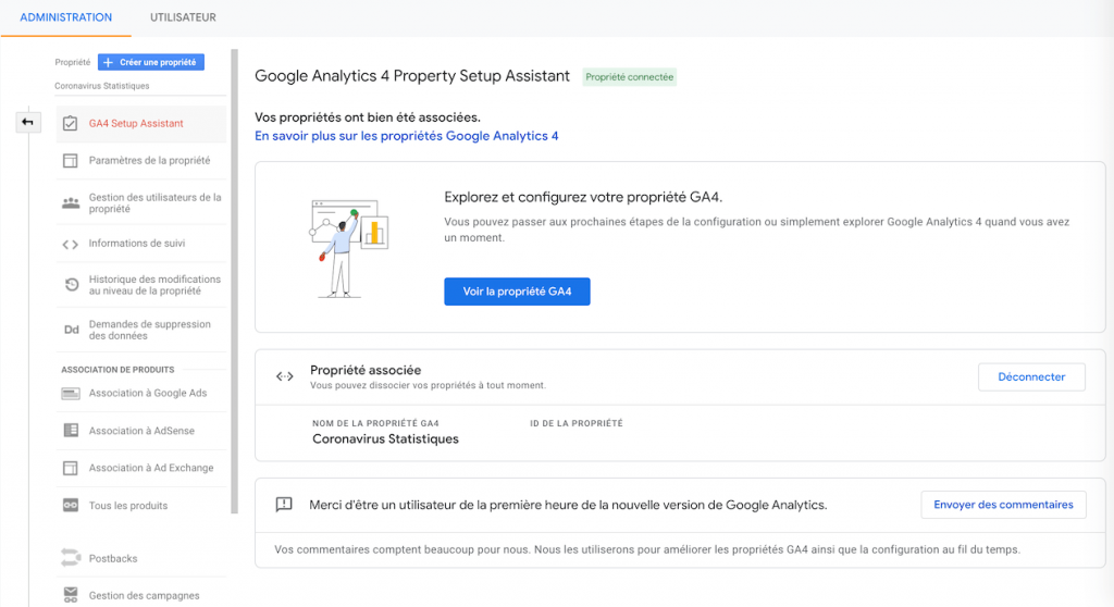 Google Analytics 4 Assistant de Propriété