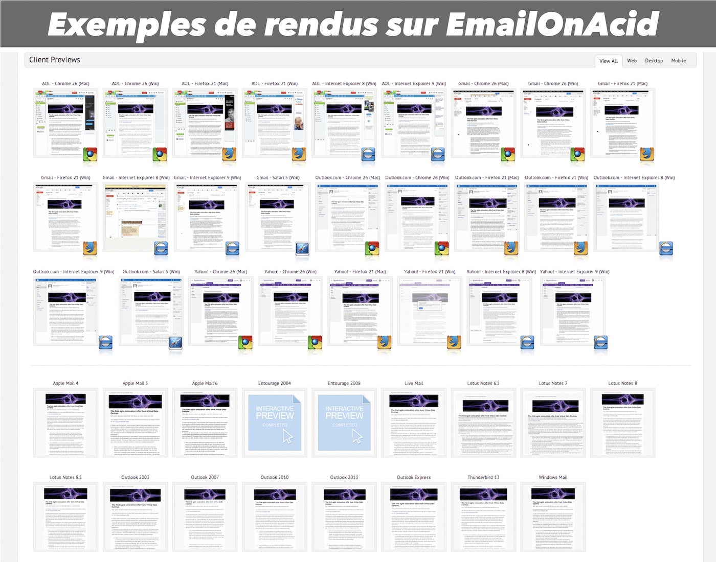 exemples de tests emails sur emailonacid
