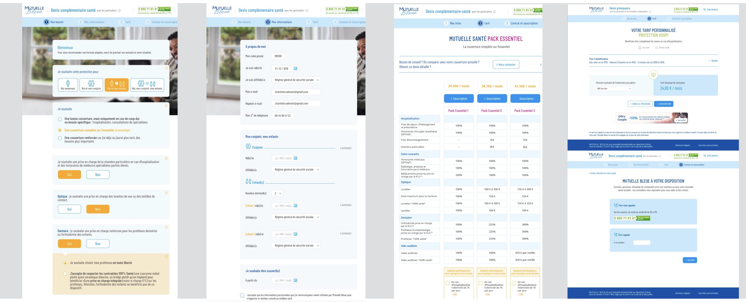 parcours souscription adhésion devis mutuelle bleue
