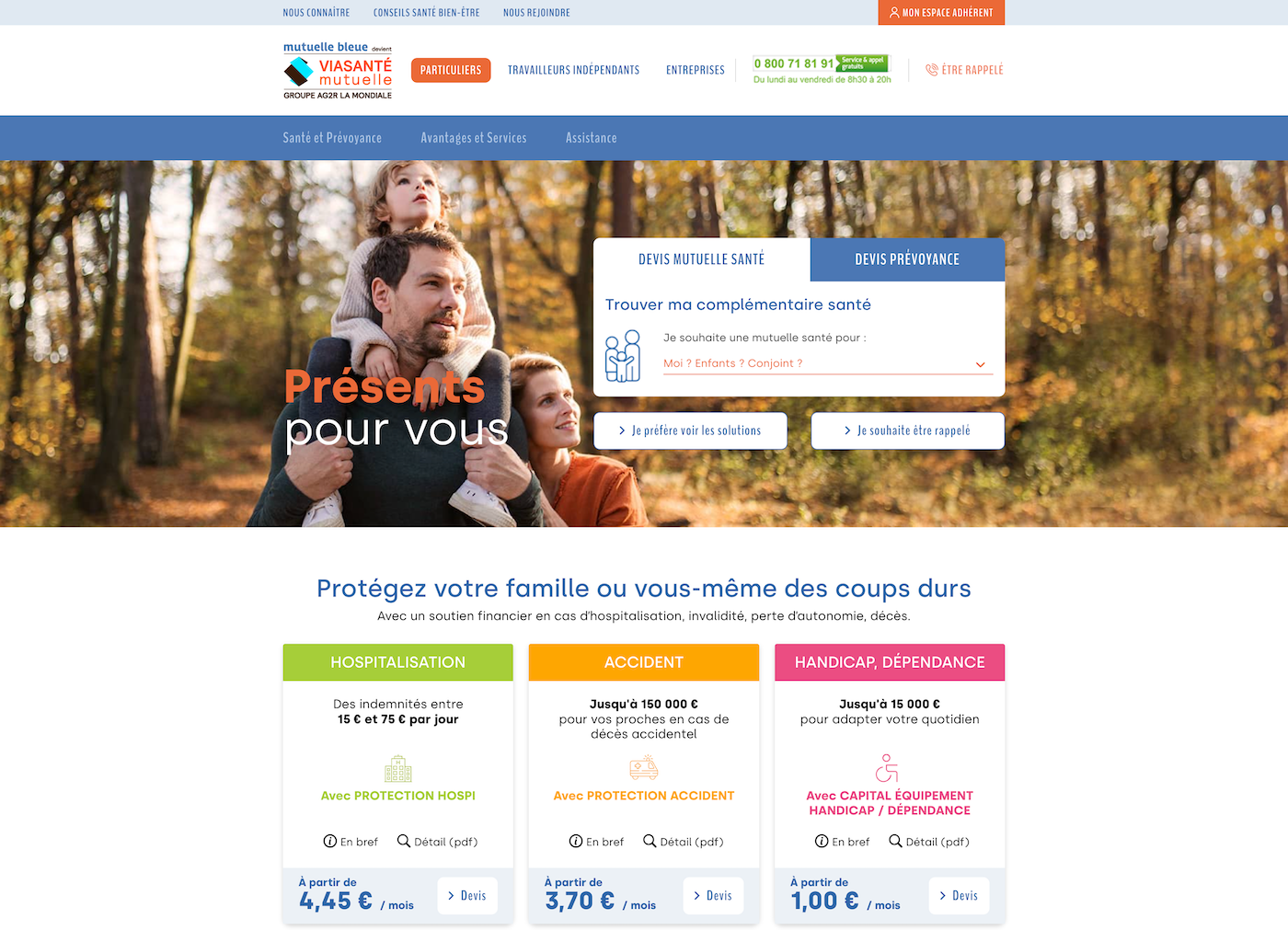 refonte site mutuelle. home page
