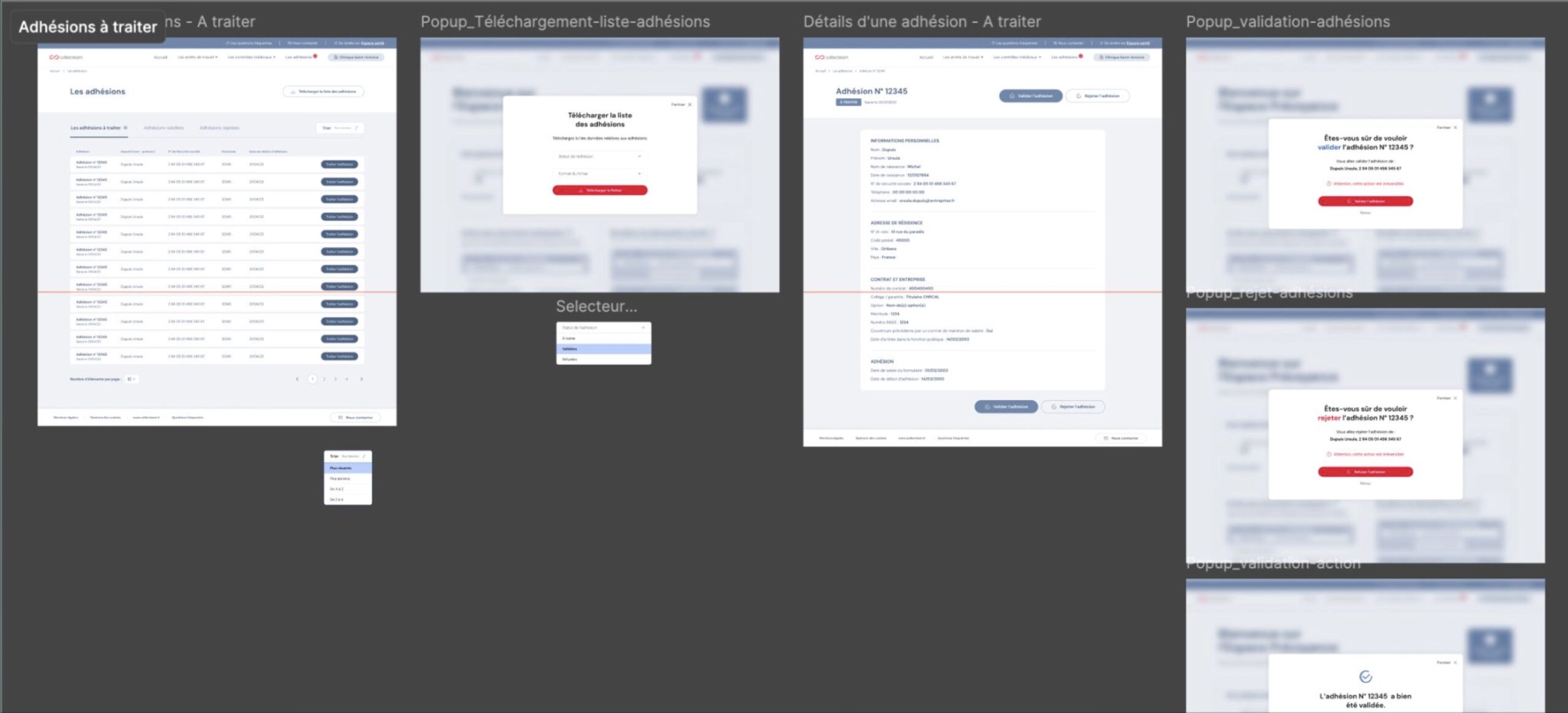 Planche Figma espace client